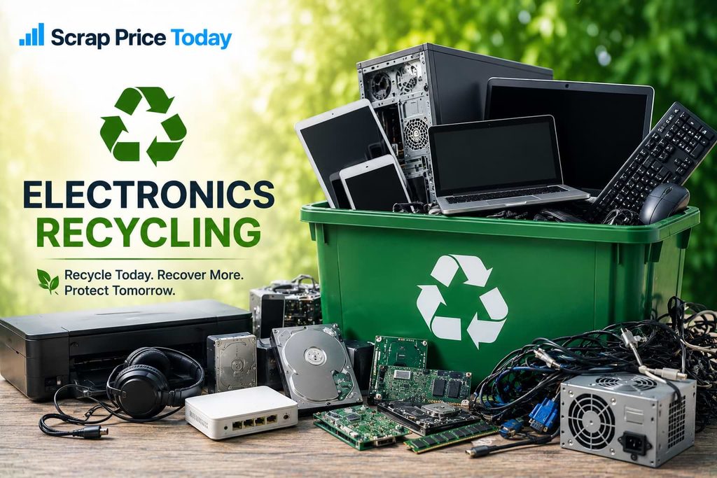 Old electronics prepared for recycling and material recovery