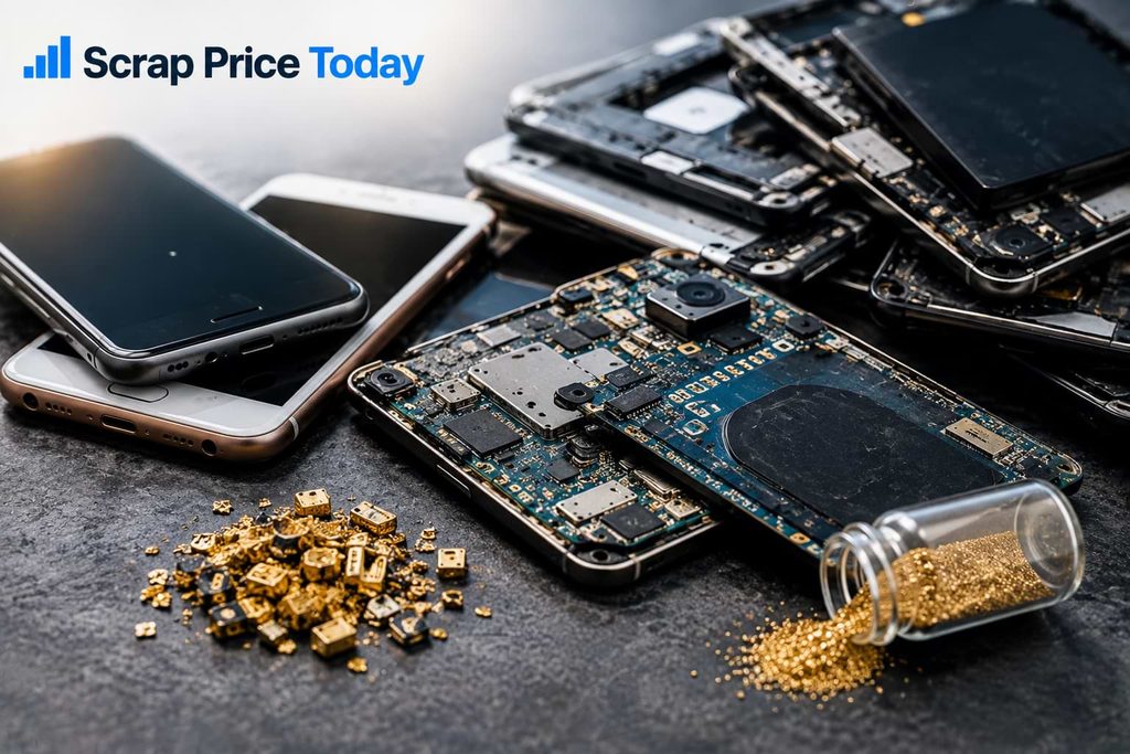 Gold-bearing components and circuit boards inside recycled smartphones