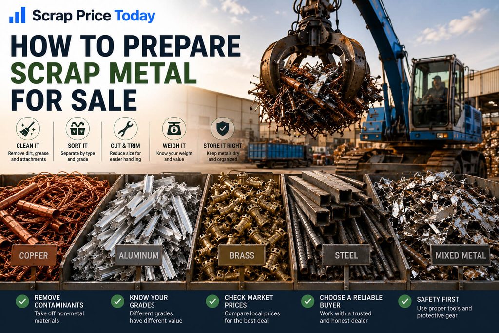 How to prepare scrap metal for sale by cleaning sorting cutting weighing and storing