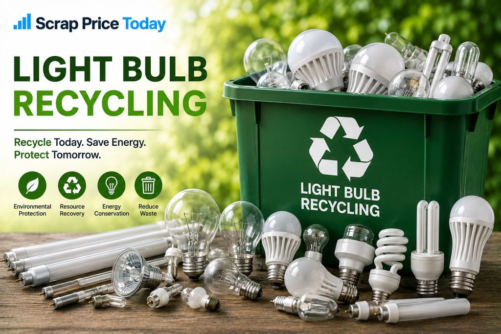 Used light bulbs and fluorescent tubes prepared for recycling