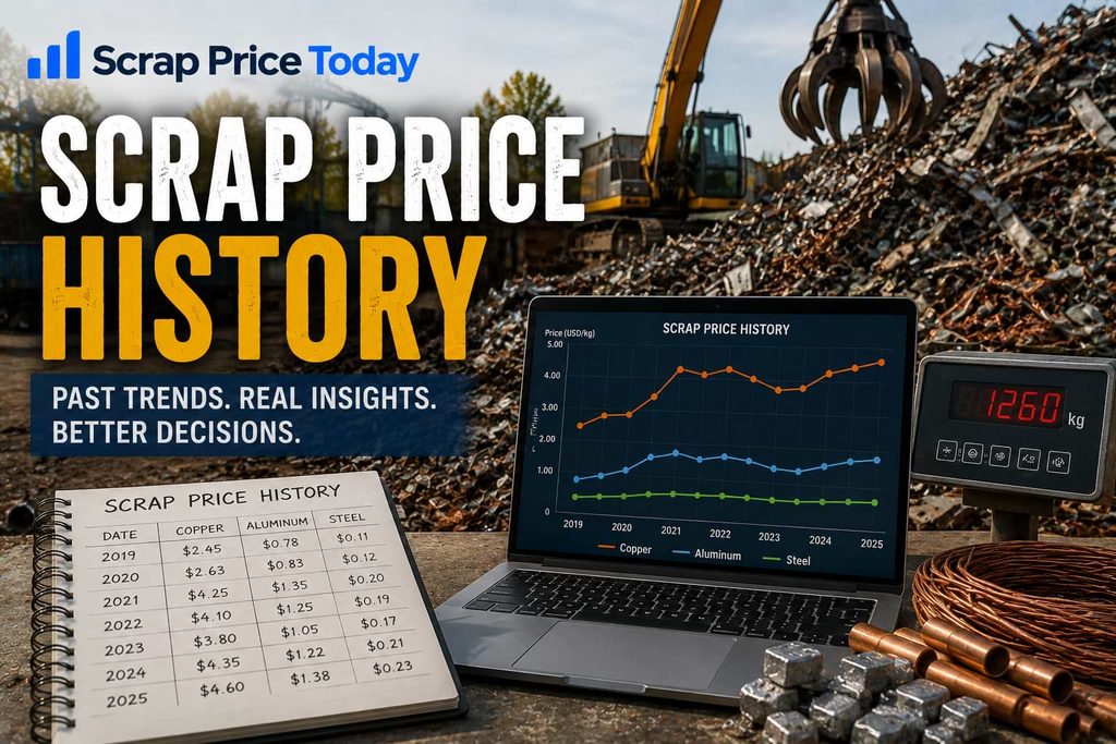 Scrap price history showing historical copper, aluminum, and steel price trends