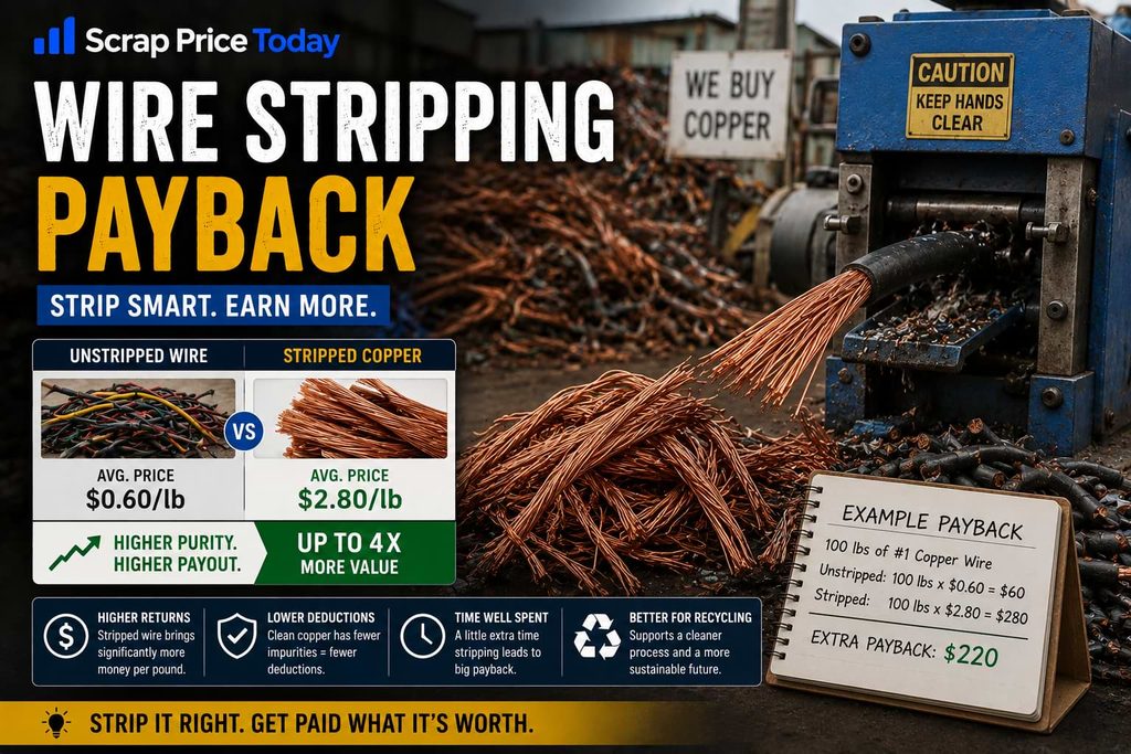 Wire stripping payback with copper wire, stripping machine, and scrap value comparison