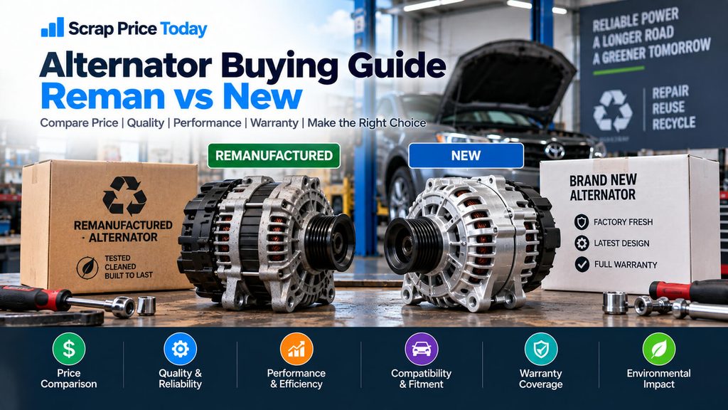 Alternator buying guide comparing remanufactured and new alternators by price, quality, warranty, and performance