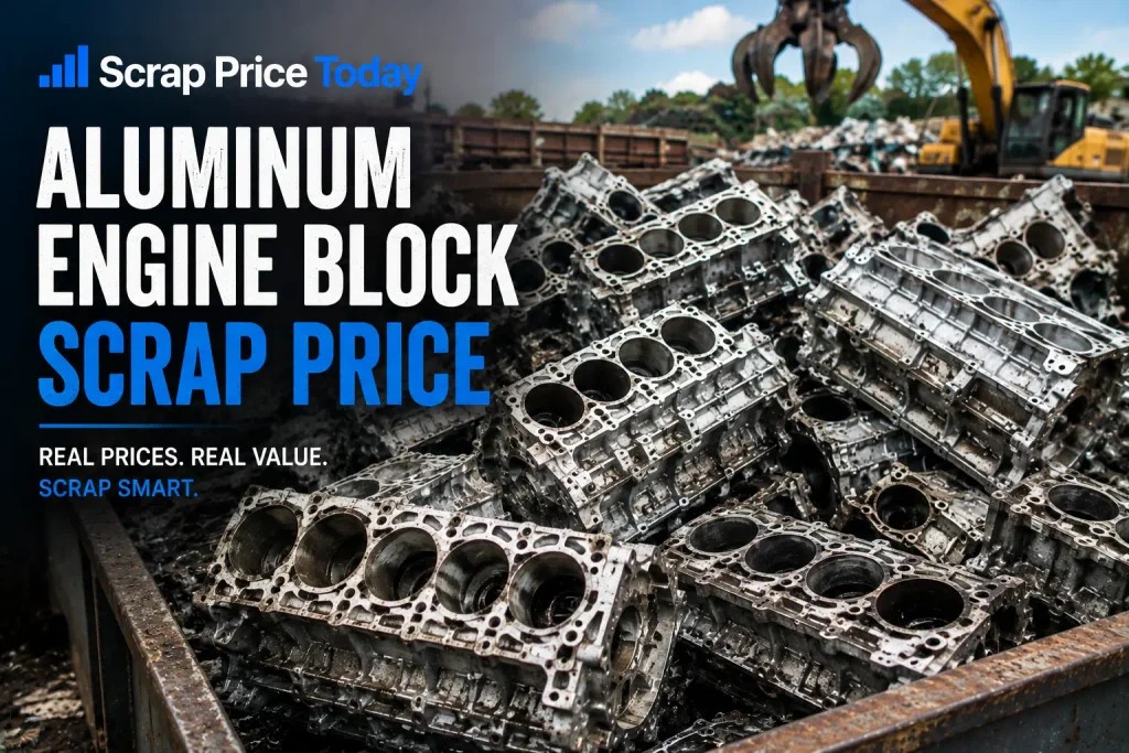 Used aluminum engine blocks collected for scrap recycling