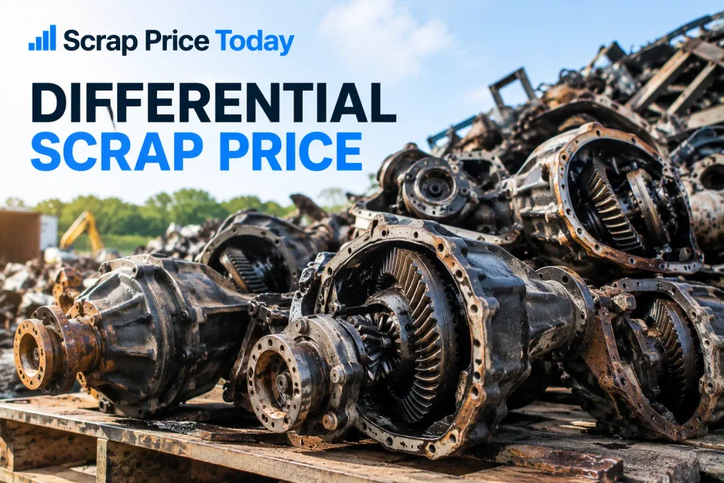 Used automotive differentials prepared for scrap recycling