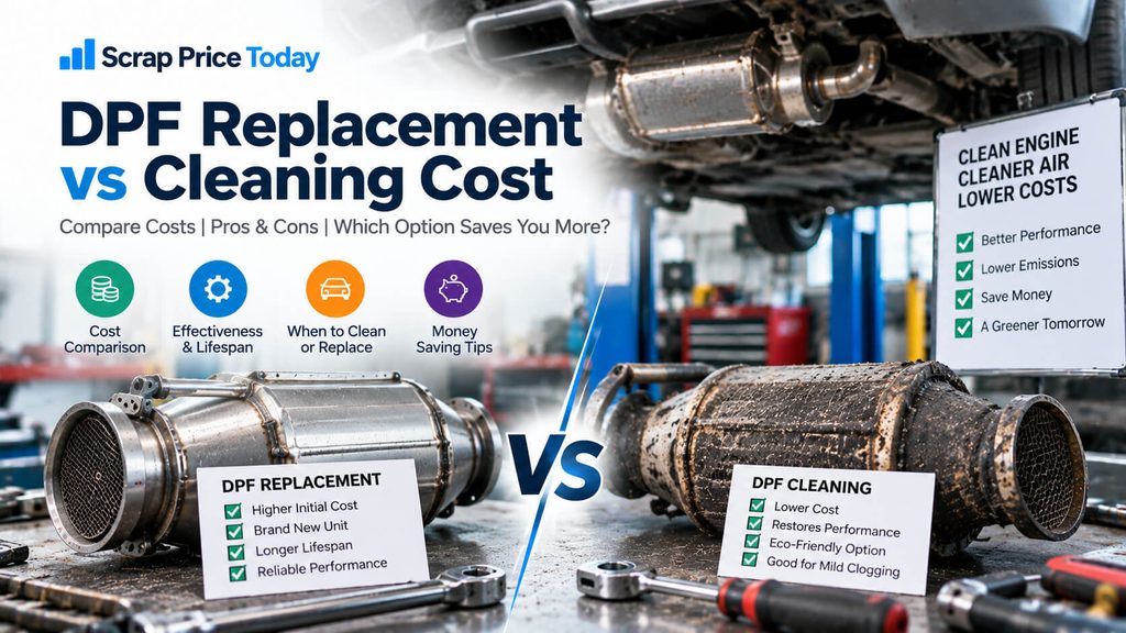 DPF replacement vs cleaning cost comparison showing new and clogged diesel particulate filters