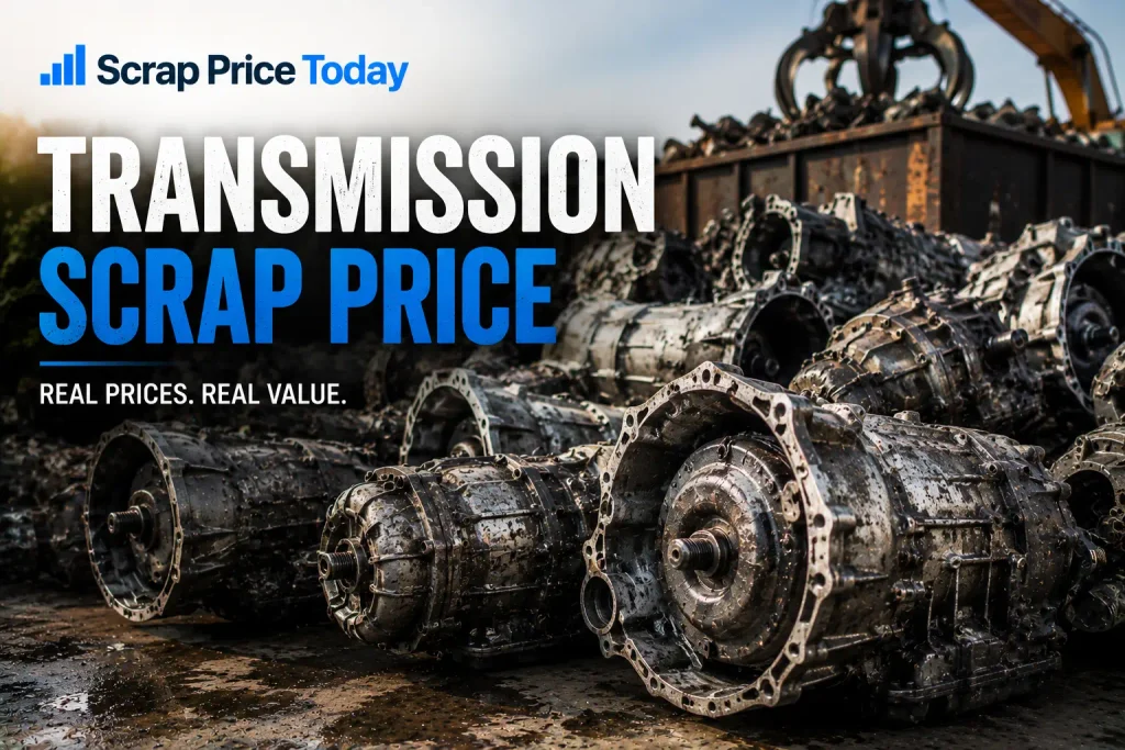 Used automotive transmissions and gearboxes prepared for scrap recycling