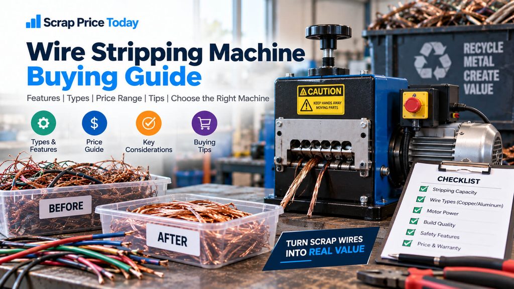 Wire stripping machine buying guide showing copper wire processing, machine features, pricing, and buying considerations